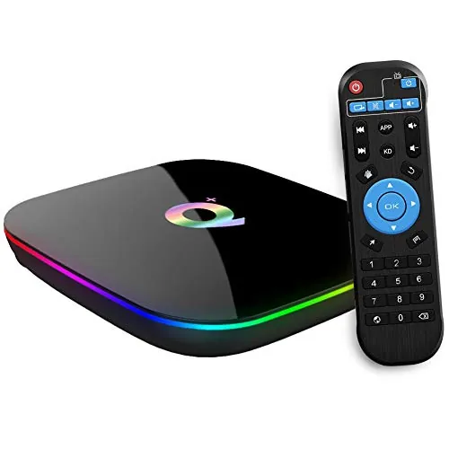 Q Plus Android TV Box 9.0 con 2GB RAM 16GB ROM H6 Quad Core Cortex-A53 Procesador, Soporta 6K Resolución 3D 2.4GHz WiFi 10/100M Ethernet USB 3.0 Media Player