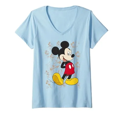 Disney Mickey And Friends Mickey Mouse Portrait Overlay Camiseta Cuello V