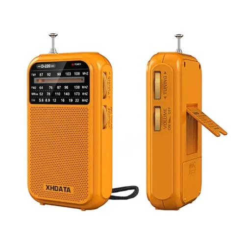 XHDATA D-220 Radio Portátil Pequeña FM Am SW, Radio a Pilas, Transistoresradio Pequeños con Excelente Recepción, Ideal para Emergencias, Regalos y Familia (Naranja)
