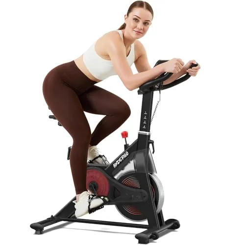 HXD-ERGO Bicicleta Estática en Casa con Resistencia Ajustable, Bicicleta Estatica Silenciosa con Monitor LCD, Cómodo Cojín de Asiento, App Propia, Capacidad de 160 kg, Entrenamiento Aeróbico