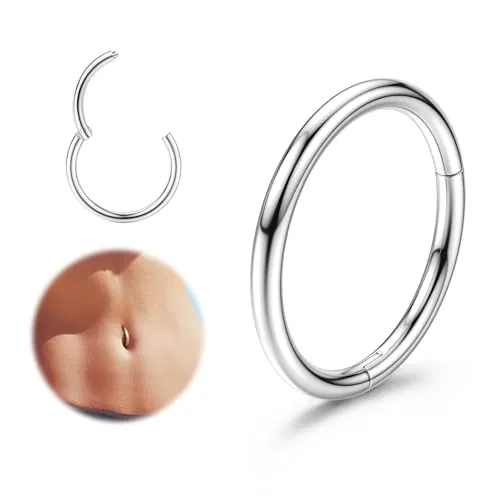 FIOROYAL 14G Piercing Ombligo Acero Quirúrgico para Mujeres - Oreja Piercing Oro, Plata, Ópalo - Hélice, Tragus, Cartílago - Clicker - 8MM/10MM/12MM AS8