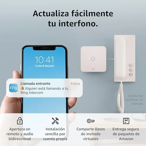 Ring Intercom, batería recargable extra y estación de carga Amazon | Mejora tu interfono con apertura en remoto y verificación automática; instalación propia (requiere interfono compatible)