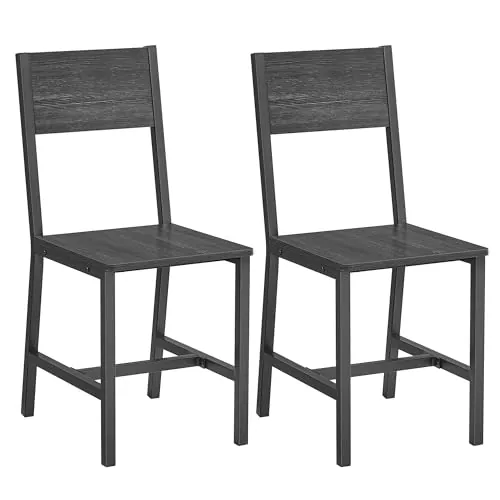 VASAGLE Juego de 2 Sillas de Comedor, Marco de Acero, Industrial