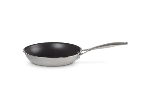 LE CREUSET Sartén Baja de Acero Inoxidable 3-Ply con Antiadherente, 20 cm, Gris, 96201320001000