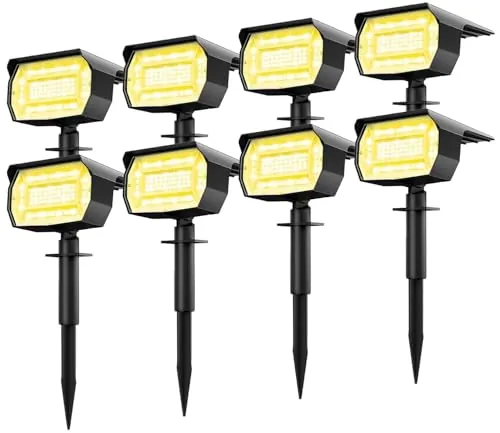 LOTMOS Luces Solares LED Exterior Jardin 8 Paquetes 72 LED Focos Exterior