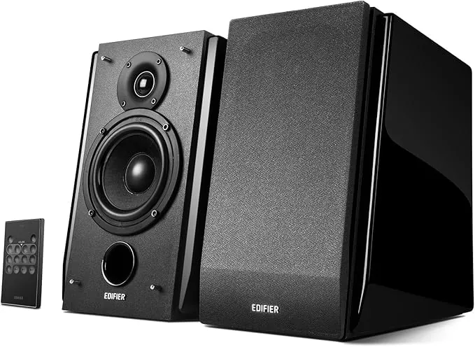 Edifier R1850DB - Altavoz de estantería activo con entrada Bluetooth y óptica - Altavoz de monitor de estudio 2.0 - Amplificador integrado con salida de subwoofer