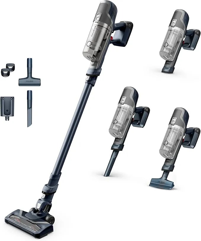 Rowenta XPert 6.60 - Aspiradora escoba versátil sin cable, con 3 funciones en 1 multiespacios, batería de litio, 2 velocidades, gatillo Boost, ligero y portatil, Gris oscuro, RH6836