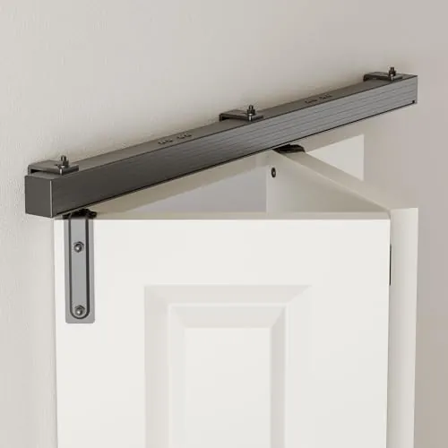BONIKLUBA Kit de herrajes para puerta corredera de granero plegable de 40 pulgadas para 2 puertas, montaje en pared, suave y silencioso, fácil de instalar, sin puerta [se adapta a puertas dobles de