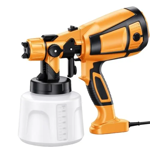 TOPALL Pistola Pintura Electrica,Pistola para Pintar Paredes y Techos,850W 32000PRM 1400ML HVLP Pistola Pintar Electrica Pulverizador de Pintura,con 5 Boquillas y 3 Patrones