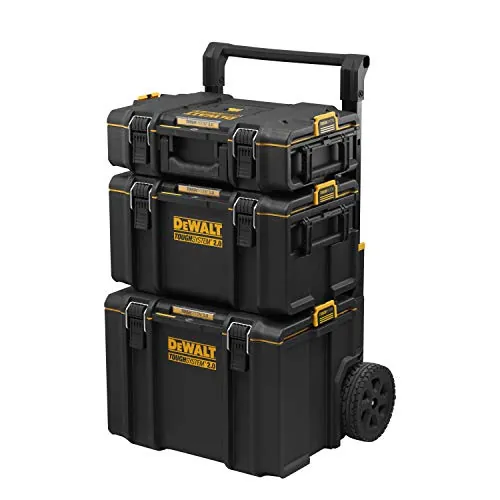 DEWALT DWST83402-1, Taller modular 3en1 TOUGHSYSTEM 2.0, Robusto, 2 armarios de pequeña y mediana capacidad y 1 armario móvil de gran capacidad, IP65. Negro y amarillo