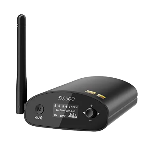 1Mii Receptor Bluetooth HiFi con LDAC, Adaptador Audio Bluetooth 5.1 con DAC Audiófilo, aptX HD y Baja Latencia, con Salida RCA/Coaxial/Óptica, Pantalla OLED para Receptor AV, Amplificador-DS500