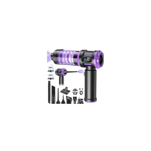 Apgoza Aspirador de Mano sin Cable Potente, 5 EN 1 Aspirador Coche Portátil | 27,000 Pa con Batería Recargable 2 Filtros HEPA Lavable y Reutilizable, Carga Rápida 120W para Hogar Coche y Mascotas
