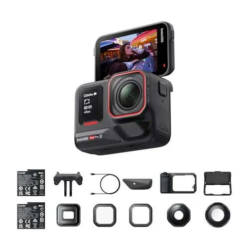 Insta360 Ace Pro 2 Paquete definitivo de Video – Cámara 8K Impermeable 1/1.3", Paquete empuñadura Xplorer Pro, Lente cinematográfica, de acercamiento y Ultra-Gran Angular, filtros Niebla Estrella
