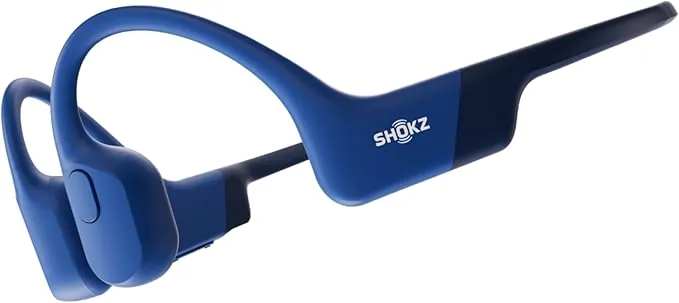 SHOKZ OpenRun Auriculares Conducción Ósea, Deportivos Inalámbricos Bluetooth con Micrófono Cancelación de Ruido, Open-Ear de Oído Abierto, Resistentes al Agua IP67 para Correr, USB-C, Azul