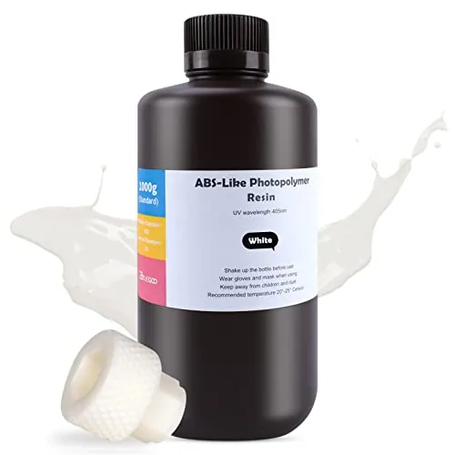 ELEGOO ABS-Like Impresora 3D Resina Blanco 1000g, Resina Fotosensible Estándar no Quebradiza de Bajo Olor Adecuada para Impresora LCD 3D
