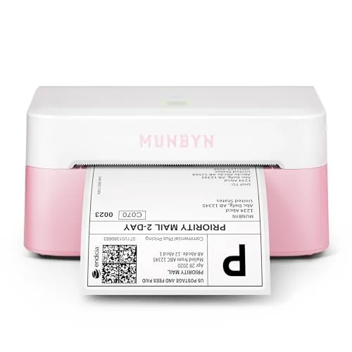 MUNBYN 2026 Impresora Etiquetas Bluetooth, Impresora Térmica 4x6 para Envíos, Compatible con Android, iPhone, Windows, Mac, Chromebook, Nueva Tecnología, RW403B. Rosa