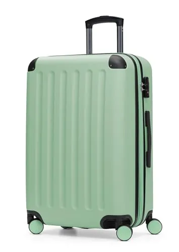 HAUPTSTADTKOFFER - Spree - Maleta rígida, Trolley expandible, Equipaje de Viaje, 4 Ruedas Dobles, TSA, 75 cm, 119 litros, Menta