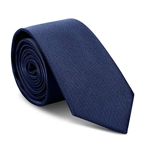 URAQT Corbatas de Hombre, 6cm Corbata de Color Solido Clásico, Azul Marino | Mens Tie Classica, 1200 Agujas Tejido Fino a Mano, Accesorios Ropa Hombre para Business Fiesta Oficina Boda, Regalo Ideal