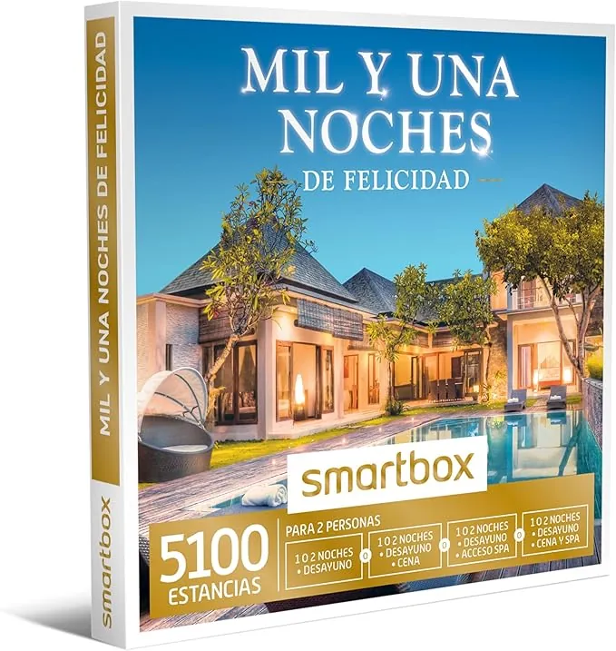Smartbox - Caja Regalo Mil y una Noches de Felicidad - Idea de Regalo para Parejas - 1 Noche con Desayuno y Cena o SPA para 2 Personas