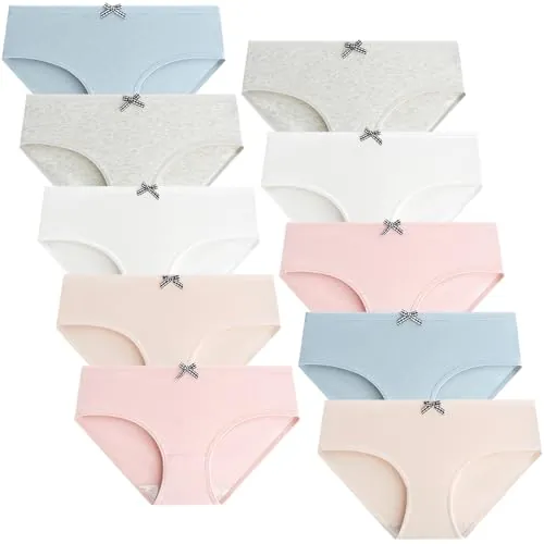 Domee Ropa Interior Braguitas Algodón Niña Pack de 10 Lazo 9-10 Años (Tamaño del Fabricante M)