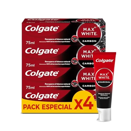 Colgate Max White Charcoal Toothpaste 4 x 75 ml - Toothpaste with Activated Carbon