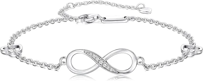 Finrezio Infinito Tobillera De Plata Esterlina 925 Para Mujeres Niñas Ajustable Joyería De Pie Pulsera De Tobillo Regalo Para El Día De La Madre