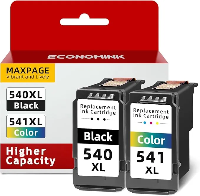 Economink 540 541 XL Multipack, 540XL 541XL Cartuchos Compatible con Tinta Canon 540 541 XL, para Pixma TS5150 MG3650s MX475 TS5151 MG3650 MG4250 MG3600 MX535 MG3550 MX395 (1 Negro, 1 Color Pack de 2)