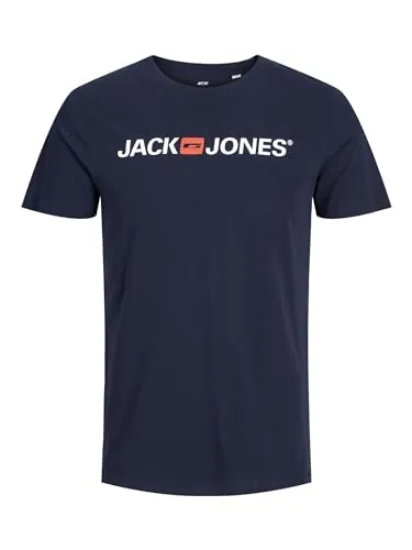 JACK & JONES Jjecorp Logo tee SS Crew Neck Noos, Camiseta Hombre, Azul (Navy Blazer Detail: Slim Fit), X-Large