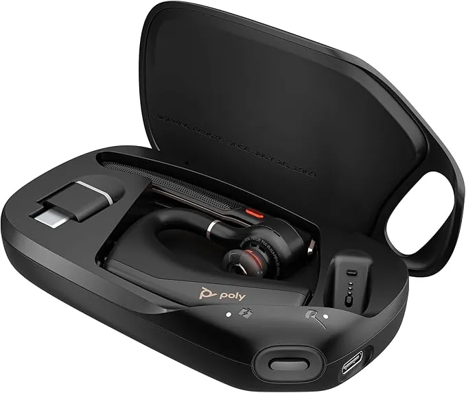 POLY Voyager Legend 50-M UC, Auricular Bluetooth con cancelación de Ruido por IA, diseño ergonómico, Control por Voz, autonomía 10 Horas, Caja de Carga, Negro