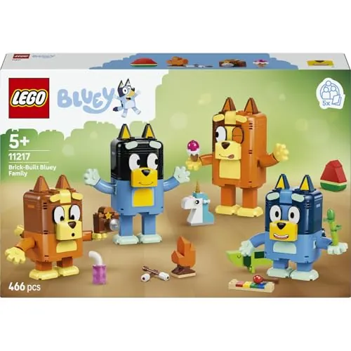 LEGO Bluey: Familia de Bluey para Construir 11217 | Juguete educativo para niños y niñas de 5+ años, figuras con expresiones, juego montessori, regalo de cumpleaños, 466 piezas