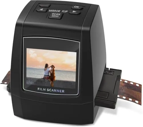 Mini escáner digital para películas y diapositivas, convierte negativos y diapositivas de 35 mm, 126, 110, Super 8 y 8 mm en imágenes JPEG de 22 megapíxeles, pantalla LCD de 2,4"