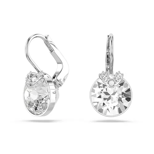 Swarovski Pendientes Bella V, Talla redonda, Blancos, Baño de rodio