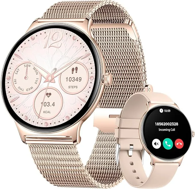 LIGE Reloj Inteligente Mujer con 1.43" AMOLED, IP68 Resistente al Agua/Llamadas Bluetooth/Monitoreo de Salud (Ciclo Menstrual, Sueño, Frecuencia Cardíaca), Estilo de Vida Saludable.