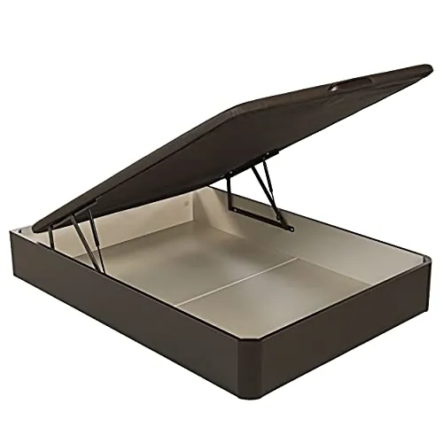 What The Sleep | Canapé Abatible de Madera Gran Capacidad | 135x190 | Montaje y Retirada Usado Incluido | Wengué | 32 cm | Apto Todos Colchones | Esquinas Delanteras Redondeadas | Storage Bed