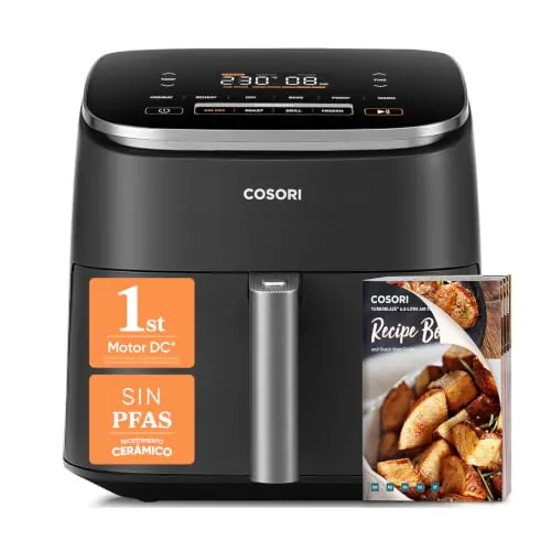 Cosori Freidora de Aire Turbo Blaze 6L, 9en1, Ultrarrápida, 95%Menos Aceite