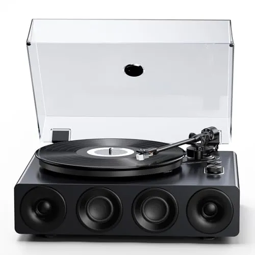1 BY ONE Tocadiscos de Vinilo Todo en Uno con Altavoces Integrados
