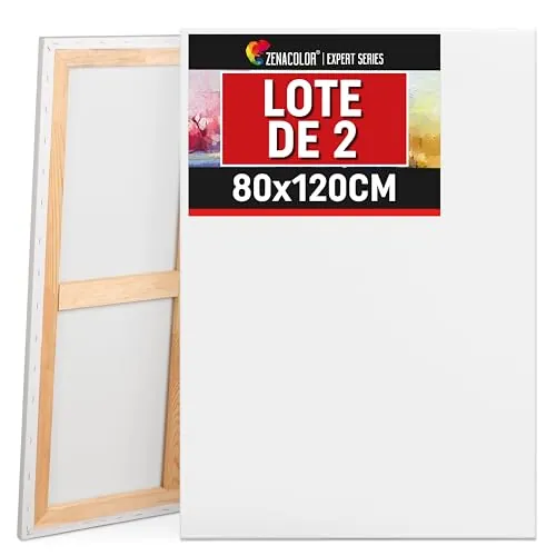 Zenacolor - Set de 2 Lienzos para Pintar Grande 80x120cm - 100% Algodón