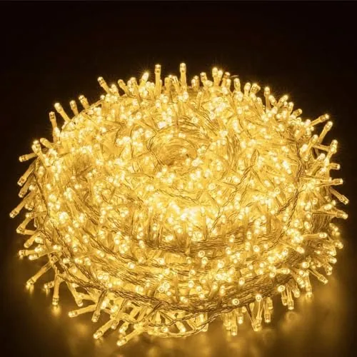 Elegear 25M Luces Navidad Exterior con Enchufe, Luz de Hadas, Impermeable Guirnalda Luminosas Decoracion con 8 Modos para Nata Jardín Boda Fiesta Casa Árbol y Interior, 1000 LED, Blanco Cálido