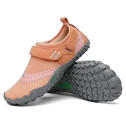 SAGUARO Zapatillas Barefoot Hombre Zapatos Minimalistas Mujer Zapatillas de Trail Running Ligera Calzado Barefoot para Wide Tox Box Naranja Claro,Gr.41