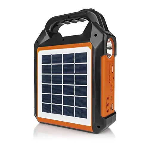 EASYmaxx Kit Generador Solar 4.000mAh | 2 Modos de Carga: Panel Solar/USB | para Cargar teléfonos móviles, Power Banks, etc. | Radio FM integrada y Altavoz incluidos