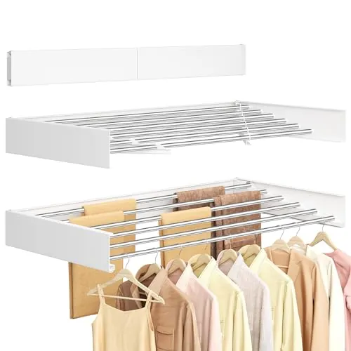 SONGMICS Tendedero de Pared Abatible, 6 Barras, 100 cm