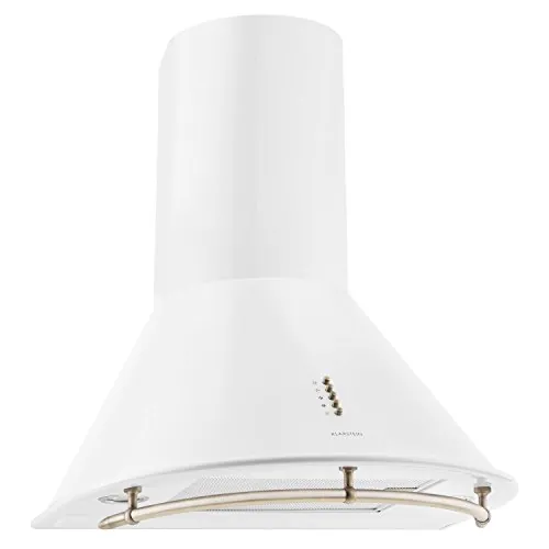 Klarstein Lumio Primo - Campana extractora retro, Campana, de extracción, Ancho 60 cm, Potencia máx. 352 m³/h, Tres niveles de potencia, Barra de 75 cm, Carcasa de acero inoxidable, blanco