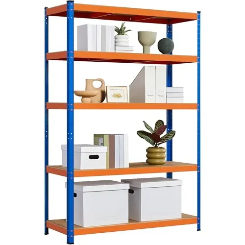 Yaheetech Estantería Metálica de Almacenaje 180x120x45cm Naranja/Azul