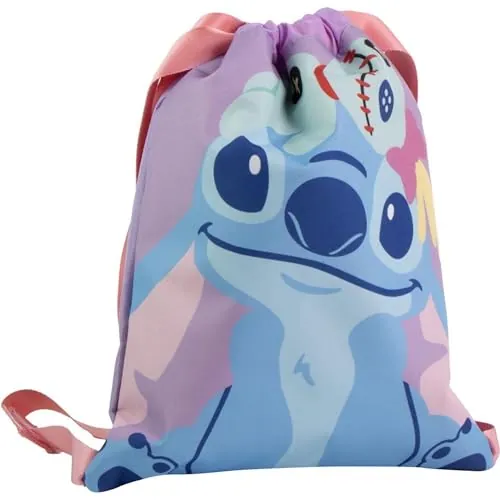 Saquito Escolar Stitch – Mochila Tipo Saco Infantil con Cierre de Cordón, Diseño de Stitch y Espacio para Ropa, Merienda o Material Escolar, Ideal para Niños que Aman el Mundo de Lilo & Stitch