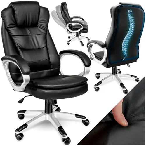 tectake® Silla de Oficina Giratoria 360°, Ajustable en Altura, Carga 150 kg