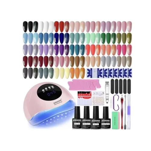 JODSONE 36Pcs Kit Uñas Semipermanentes y Lámpara, 32 Colores Kit Esmaltes de Uñas en Gel Semipermanentes con Base Top Mate Top Coat Kit Manicura Semipermanente para Principiante