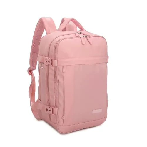 RAYKONG Mochila Cabina Ryanair 40x20x25cm (20L) | Mochila Viaje Avion Impermeable Compatible con Portátil 14 Pulgadas con Orificio de cable | Equipaje mano Alta Resistencia|Mochila Multiuso| Rosa