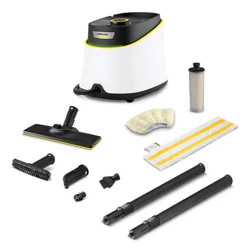 Kärcher Limpiadora de vapor SC 3 Deluxe, presión: 3,5bar, calentamiento: 30s, potencia: 1900W, rendimiento: 75m², depósito: 1l, kit de suelos, funda de microfibra, boquillas y cepillo redondo