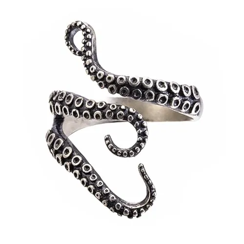 Namvo Anillos de Pulpo, Anillo de tentáculo de Pulpo Gigante del Mar del Norte Vintage para Hombres y Mujeres