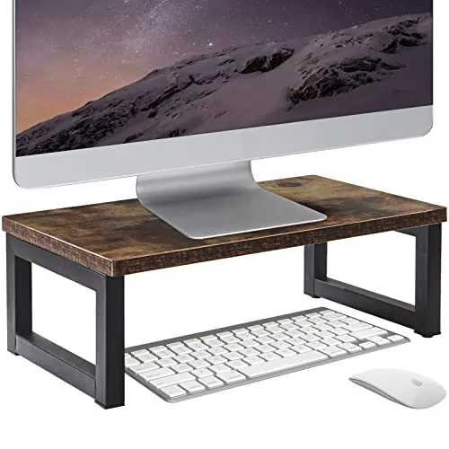 OROPY Soporte de Monitor de Madera con Marco de Metal, Elevador de Pantalla de Computadora Portátil para PC, Organizador de Almacenamiento de Escritorio para el Hogar o la Oficina, L40 x W23 x H14cm